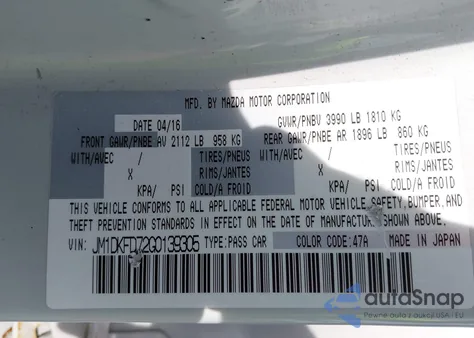 2016 Mazda Cx-3 Grand Touring z USA, uszkodzony, nr VIN JM1DKFD72G0139305